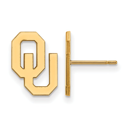 14K Yellow Gold Logoart University Of Oklahoma O U Small Post Earrings