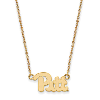 14K Yellow Gold Logoart University Of Pittsburgh Small Pendant 18 Inch Necklace