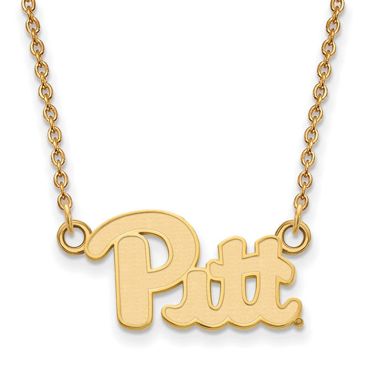 10K Yellow Gold Logoart University Of Pittsburgh Small Pendant 18 Inch Necklace