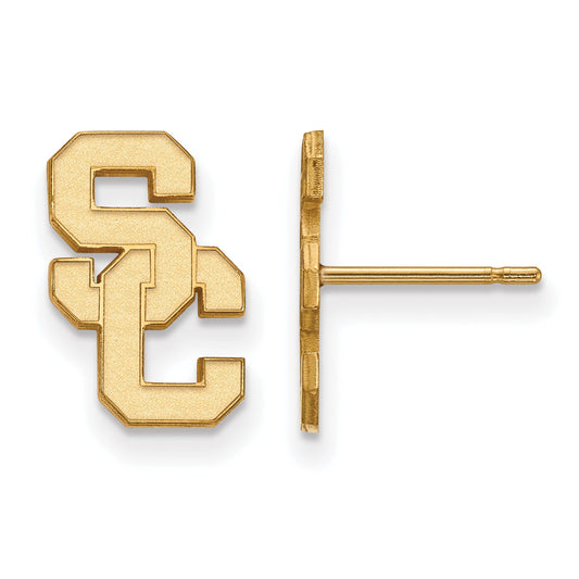 Gold Plated Sterling Silver University Of Southern California S C Small Post Earrings