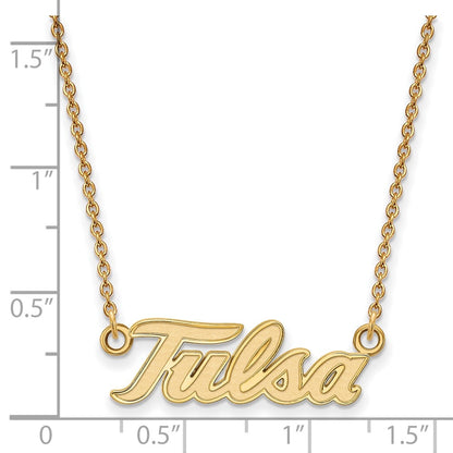 Gold Plated Sterling Silver Logoart University Of Tulsa T U Large Pendant 18 Inch Necklace