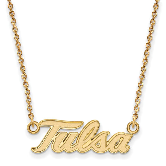 14K Yellow Gold Logoart University Of Tulsa T U Large Pendant 18 Inch Necklace