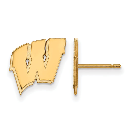 14K Yellow Gold Logoart University Of Wisconsin Letter W Small Post Earrings