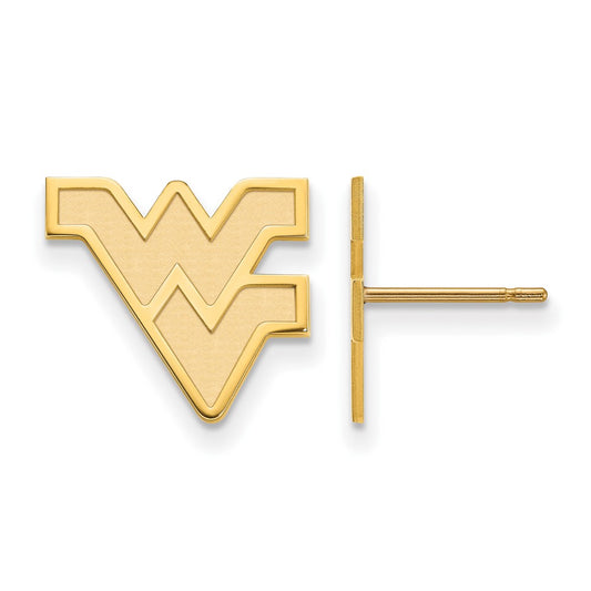 10K Yellow Gold Logoart West Virginia University W V Small Post Earrings