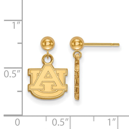 14K Yellow Gold Logoart Auburn University A U Dangle Ball Post Earrings