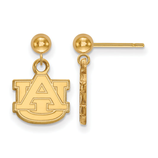 Gold Plated Sterling Silver Logoart Auburn University A U Dangle Ball Post Earrings