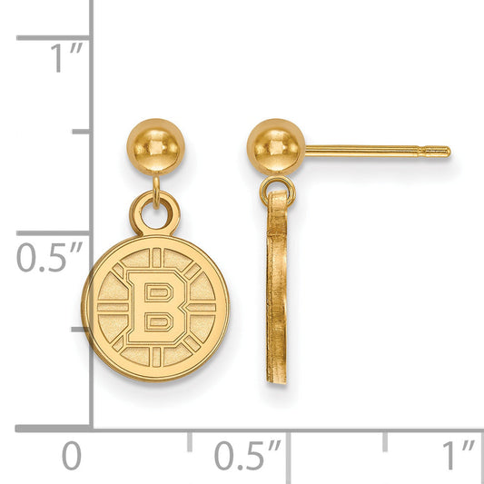14K Yellow Gold Nhl Logoart Boston Bruins Dangle Post Earrings