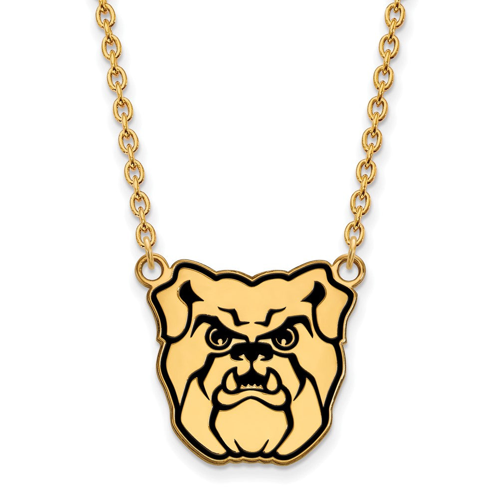 Gold Plated Sterling Silver Logoart Butler University Bulldog Enameled Large Pendant 18 Inch Necklace