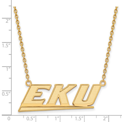 10K Yellow Gold Logoart Eastern Kentucky University E K U Large Pendant 18 Inch Necklace