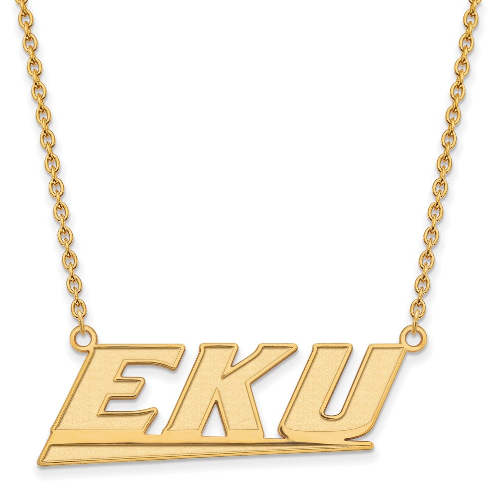10K Yellow Gold Logoart Eastern Kentucky University E K U Large Pendant 18 Inch Necklace