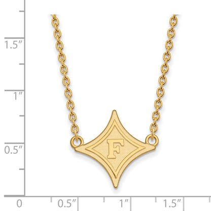 10K Yellow Gold Logoart Furman University Large Pendant 18 Inch Necklace
