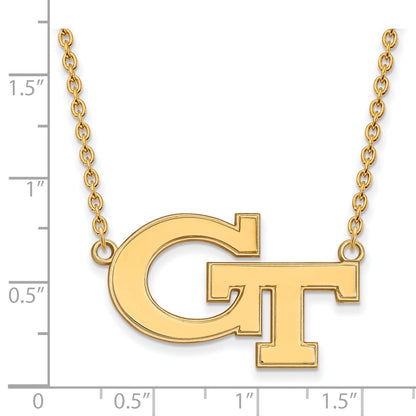 Gold Plated Sterling Silver Logoart Georgia Institute Of Technology G T Large Pendant 18 Inch Necklace