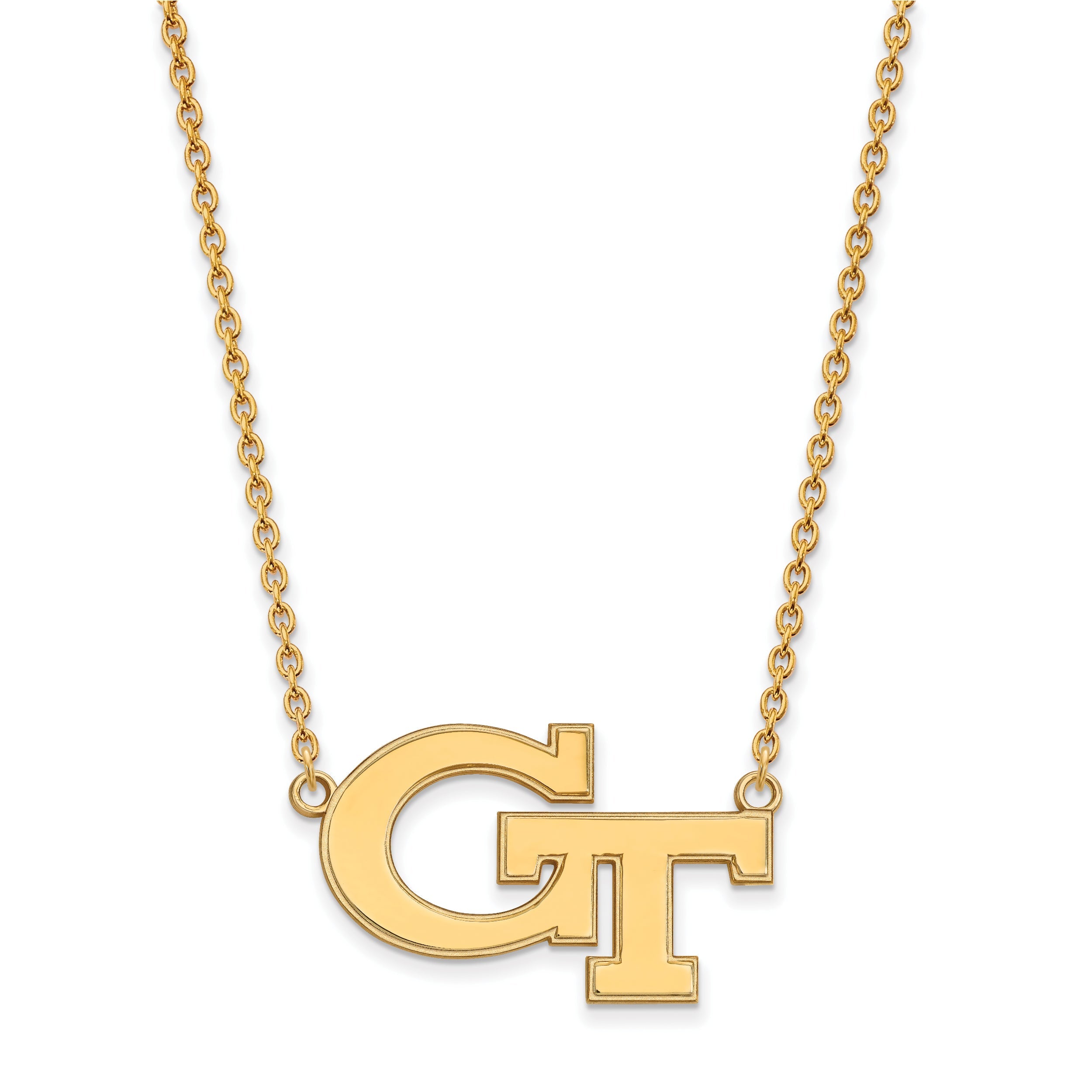 Gold Plated Sterling Silver Logoart Georgia Institute Of Technology G T Large Pendant 18 Inch Necklace