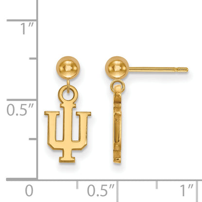 14K Yellow Gold Logoart Indiana University I U Dangle Ball Post Earrings
