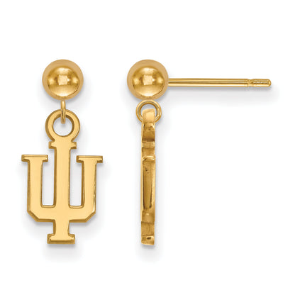 Gold Plated Sterling Silver Logoart Indiana University I U Dangle Ball Post Earrings