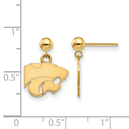 14K Yellow Gold Logoart Kansas State University Wildcat Dangle Ball Post Earrings