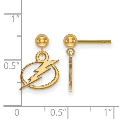 Gold Plated Sterling Silver Nhl Logoart Tampa Bay Lightning Dangle Ball Post Earrings