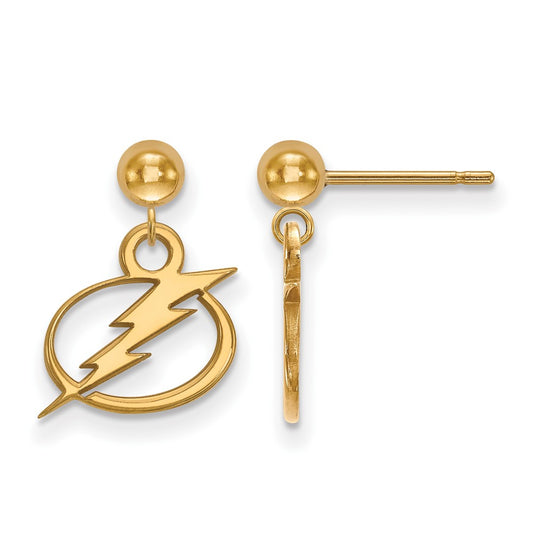 14K Yellow Gold Nhl Logoart Tampa Bay Lightning Dangle Ball Post Earrings