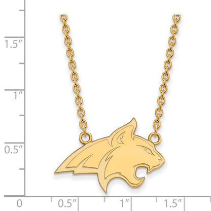 10K Yellow Gold Logoart Montana State University Bobcat Large Pendant 18 Inch Necklace