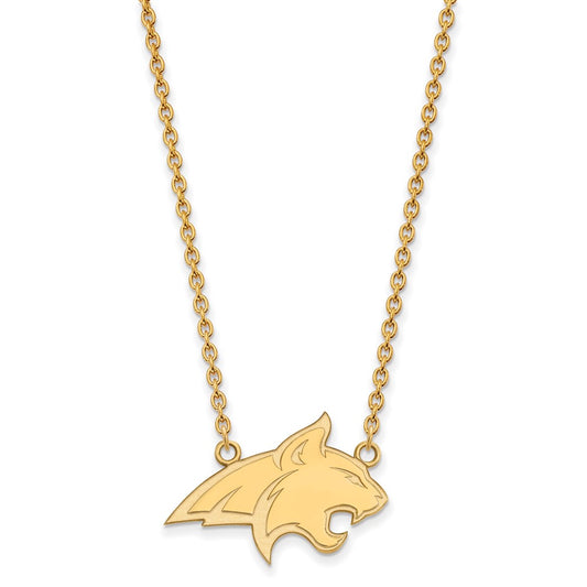 10K Yellow Gold Logoart Montana State University Bobcat Large Pendant 18 Inch Necklace