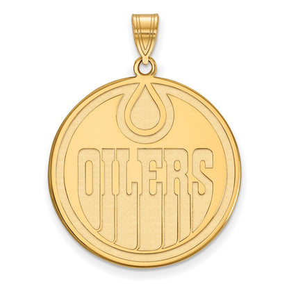 Gold Plated Sterling Silver Nhl Logoart Edmonton Oilers Extra Large Pendant