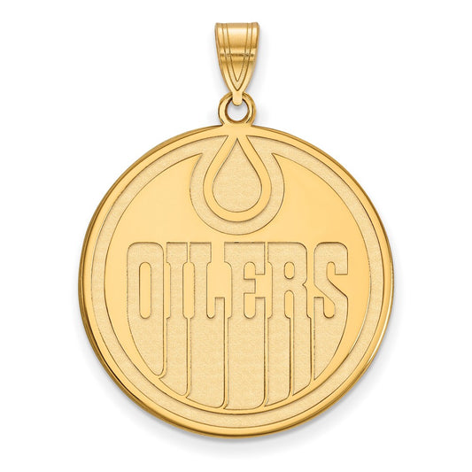 Gold Plated Sterling Silver Nhl Logoart Edmonton Oilers Extra Large Pendant
