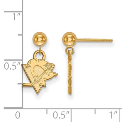 Gold Plated Sterling Silver Nhl Logoart Pittsburgh Penguins Dangle Post Earrings