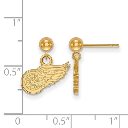 Gold Plated Sterling Silver Nhl Logoart Detroit Red Wings Dangle Post Earrings