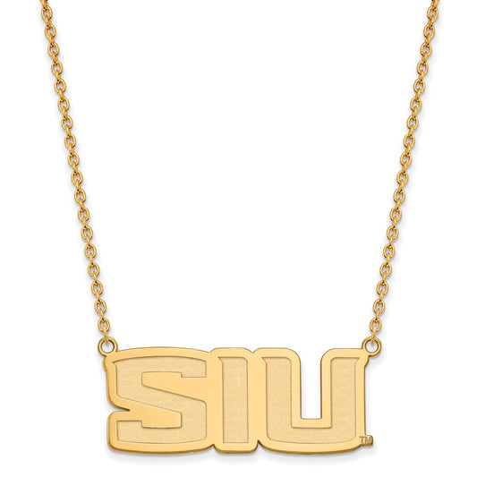 Gold Plated Sterling Silver Logoart Southern Illinois University S I U Large Pendant 18 Inch Necklace