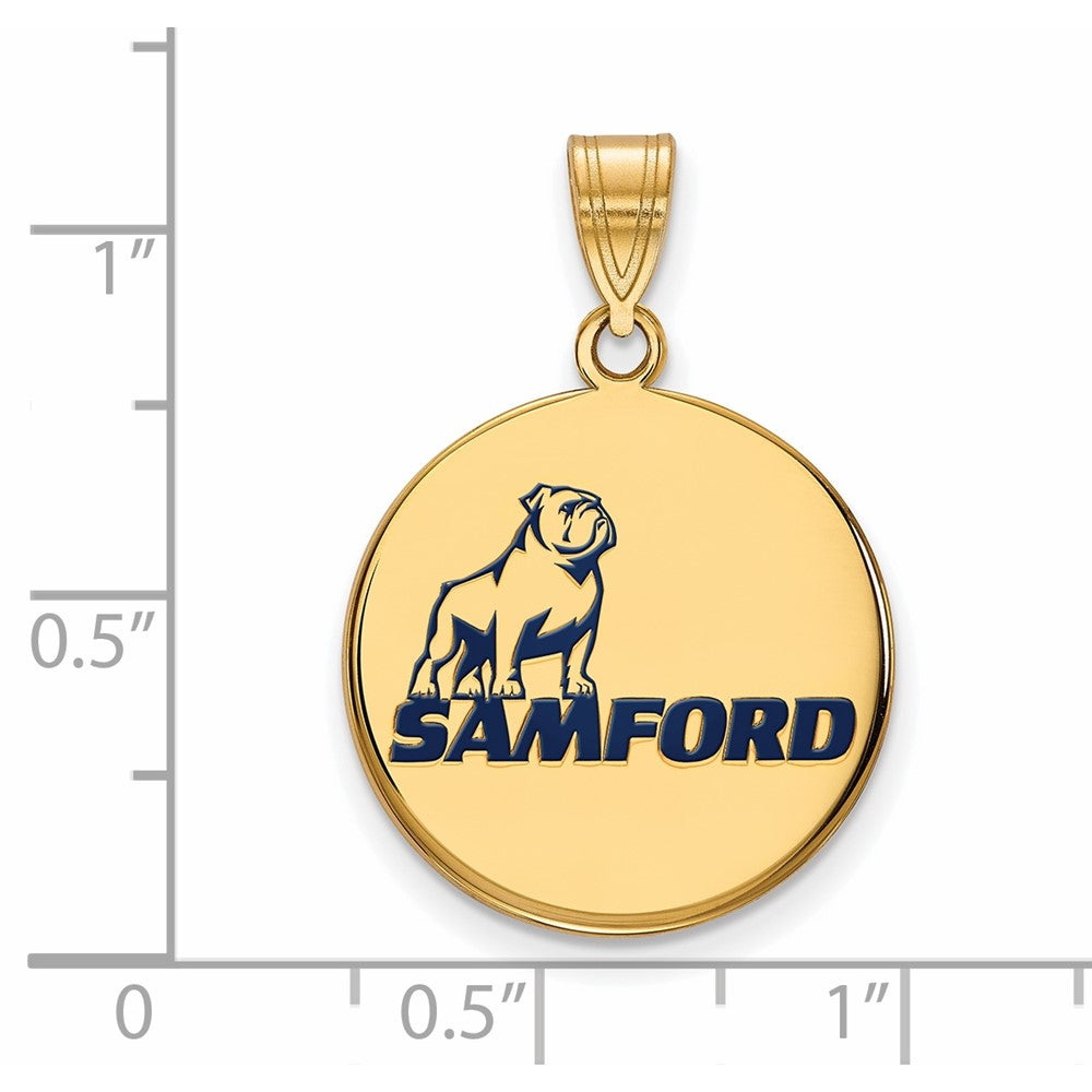 Gold Plated Sterling Silver Logoart Samford University Large Enameled Disc Pendant