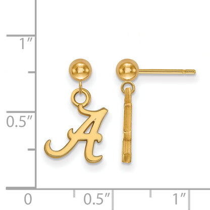 Gold Plated Sterling Silver Logoart University Of Alabama Letter A Dangle Ball Post Earrings