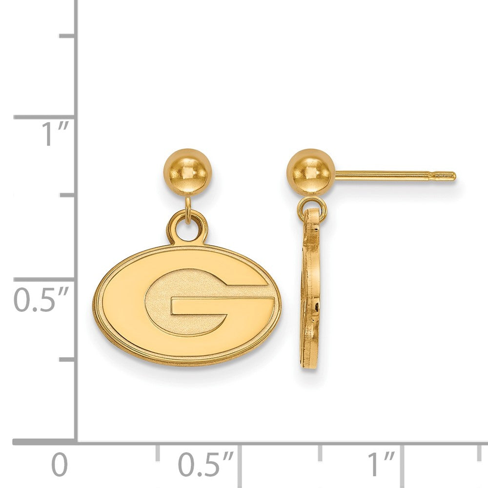 Gold Plated Sterling Silver Logoart University Of Georgia Letter G Dangle Ball Post Earrings