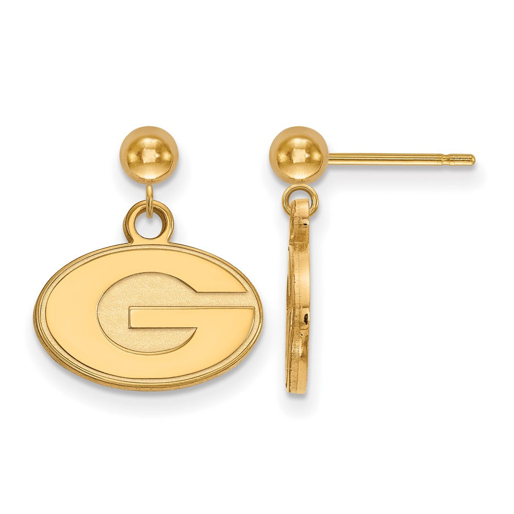 Gold Plated Sterling Silver Logoart University Of Georgia Letter G Dangle Ball Post Earrings