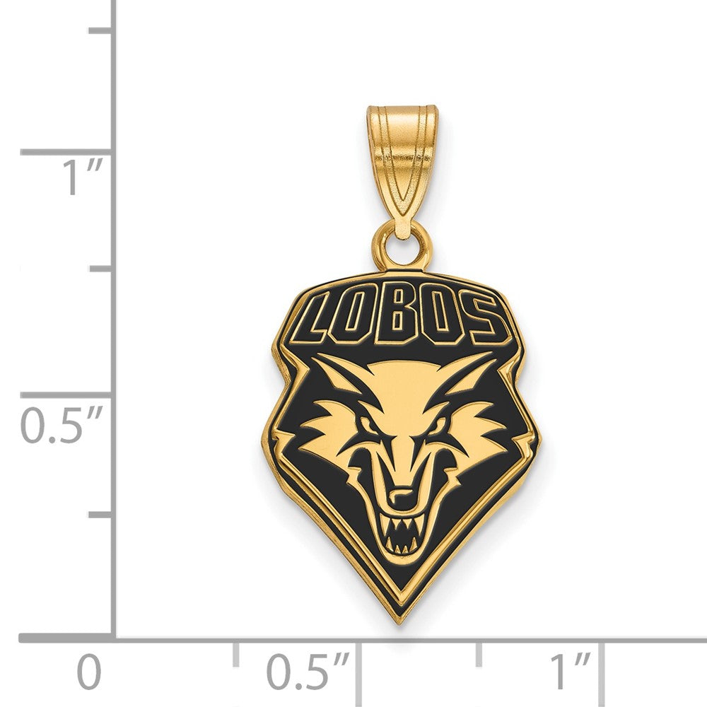 Gold Plated Sterling Silver Logoart University Of New Mexico Lobos Large Enameled Pendant