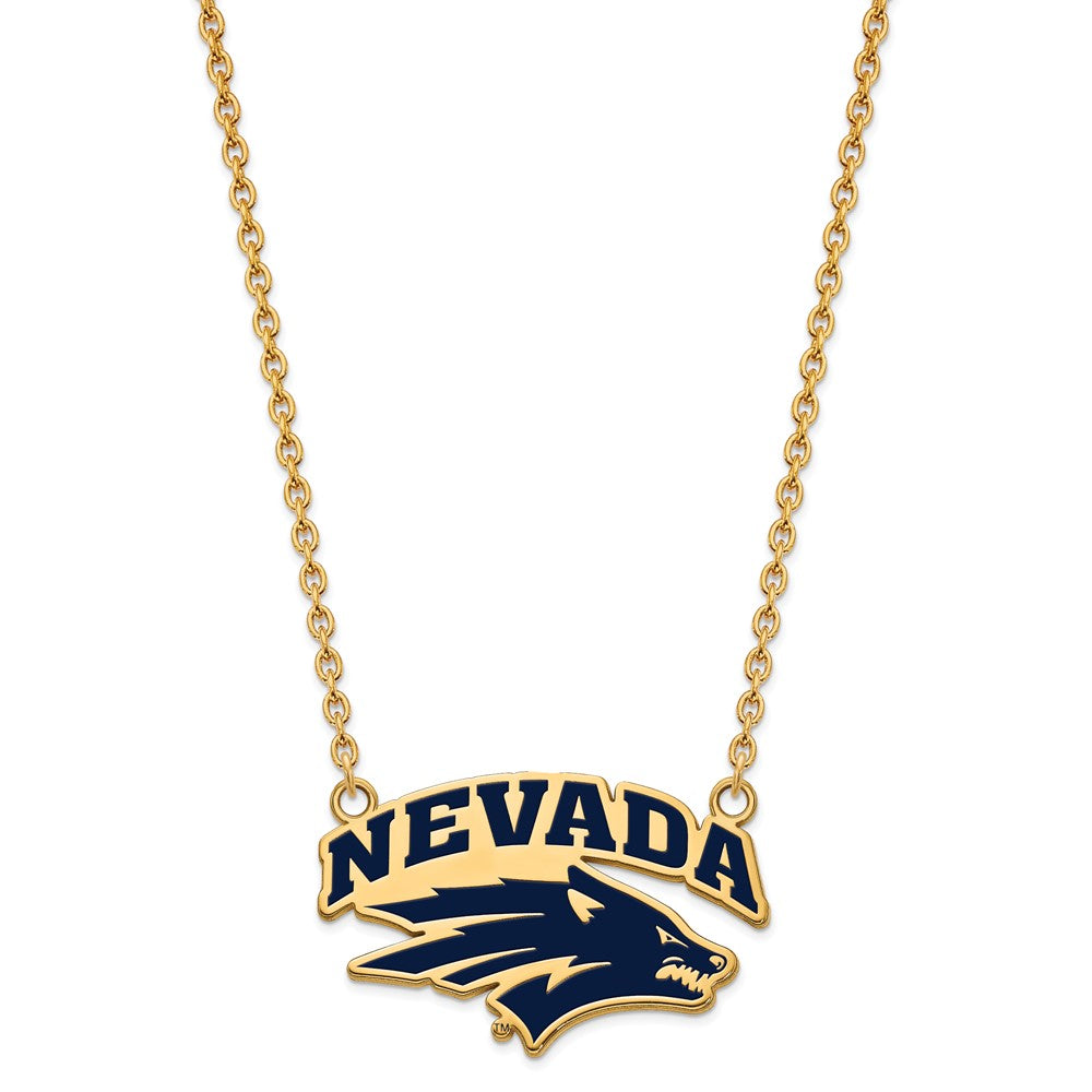 Gold Plated Sterling Silver Logoart University Of Nevada Reno Large Enameled Pendant 18 Inch Necklace