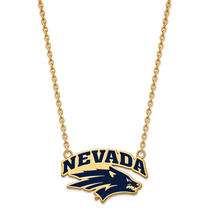 Gold Plated Sterling Silver Logoart University Of Nevada Reno Large Enameled Pendant 18 Inch Necklace