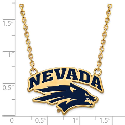Gold Plated Sterling Silver Logoart University Of Nevada Reno Large Enameled Pendant 18 Inch Necklace