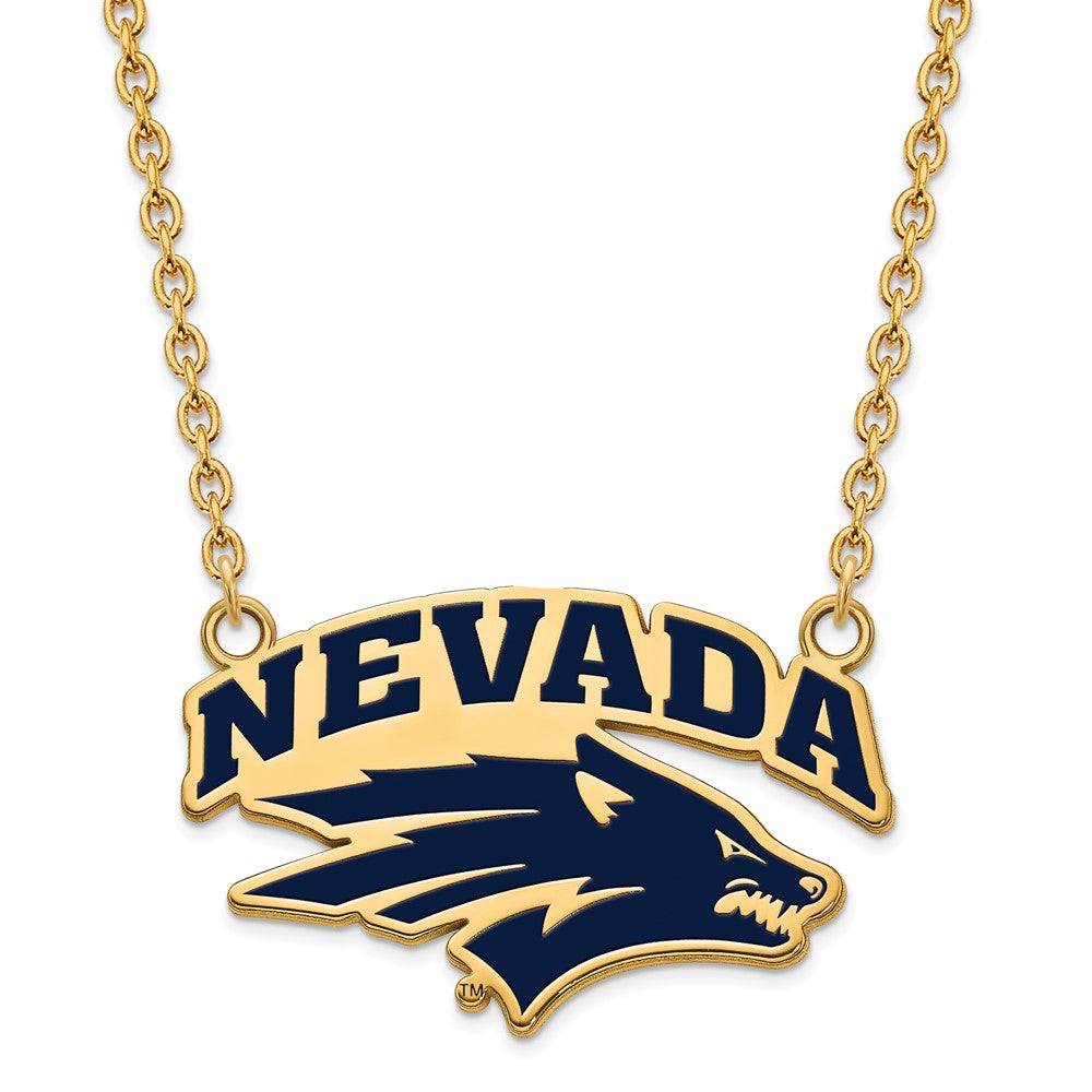 Gold Plated Sterling Silver Logoart University Of Nevada Reno Large Enameled Pendant 18 Inch Necklace
