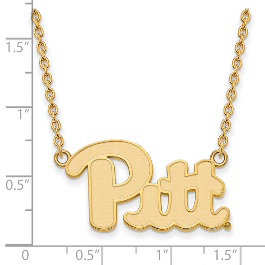 Gold Plated Sterling Silver Logoart University Of Pittsburgh Large Pendant 18 Inch Necklace