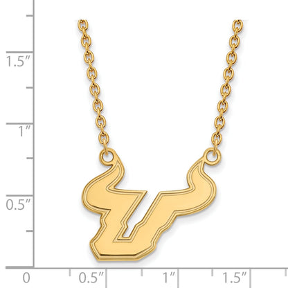 Gold Plated Sterling Silver Logoart University Of South Florida Bull Large Pendant 18 Inch Necklace