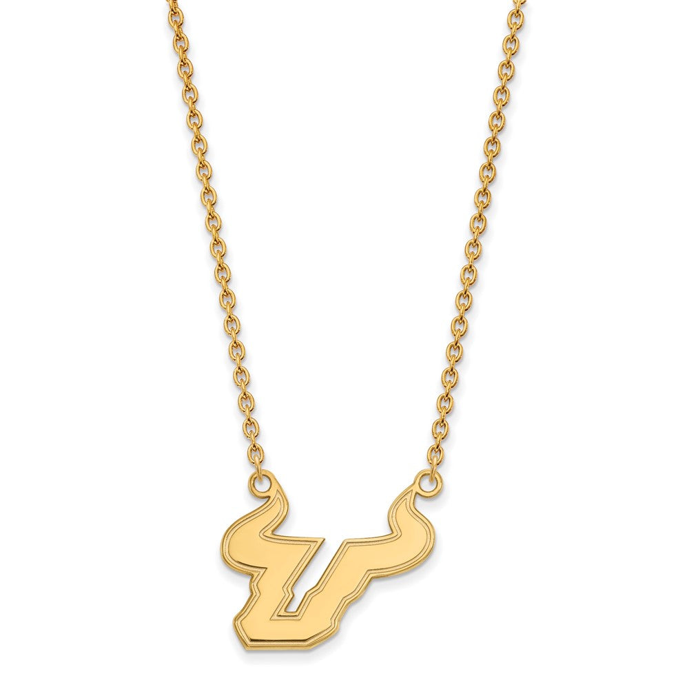 10K Yellow Gold Logoart University Of South Florida Bull Large Pendant 18 Inch Necklace