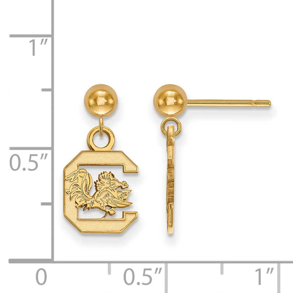 14K Yellow Gold Logoart University Of South Carolina Dangle Ball Post Earrings
