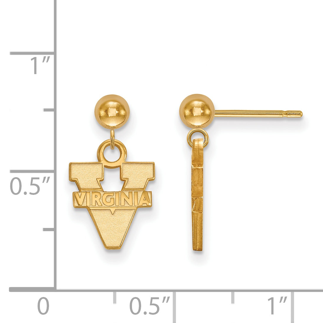 14K Yellow Gold Logoart University Of Virginia Dangle Ball Post Earrings