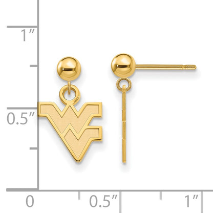 Gold Plated Sterling Silver Logoart West Virginia University W V Dangle Ball Post Earrings