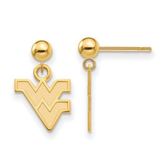 14K Yellow Gold Logoart West Virginia University W V Dangle Ball Post Earrings