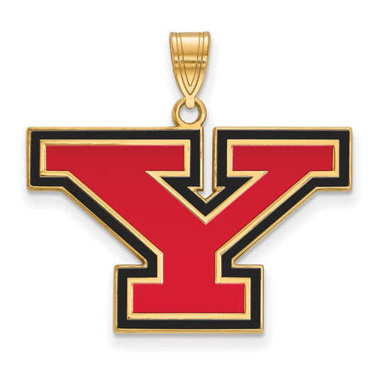 Gold Plated Sterling Silver Logoart Youngstown State University Letter Y Large Enameled Pendant
