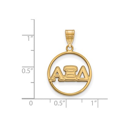 Gold Plated Sterling Silver Logoart Alpha Xi Delta Sorority Greek Letters Medium Circle Pendant