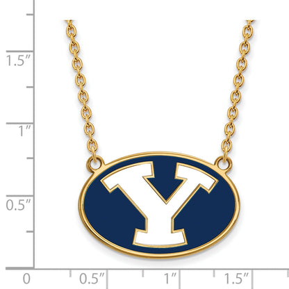 Gold Plated Sterling Silver Logoart Brigham Young University Letter Y Large Enameled Pendant 18 Inch Necklace