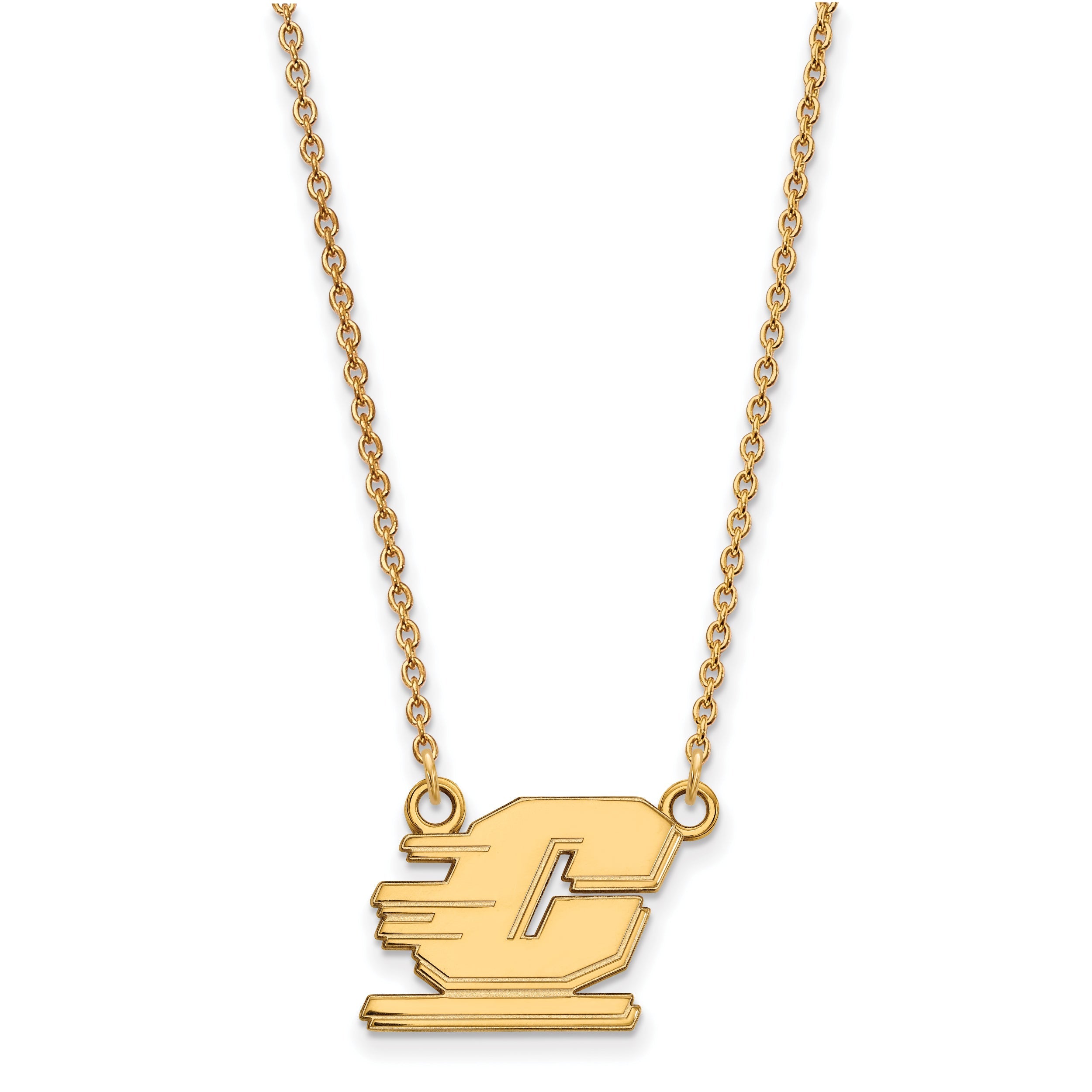14K Yellow Gold Logoart Central Michigan University Letter C Small Pendant 18 Inch Necklace