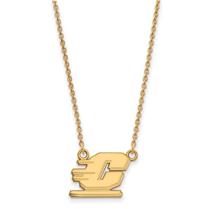 Gold Plated Sterling Silver Logoart Central Michigan University Letter C Small Pendant 18 Inch Necklace